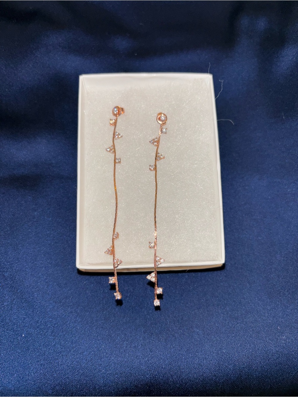 Rose Gold Waterfall earrings with Crystal Accents. Nashville Boutique.